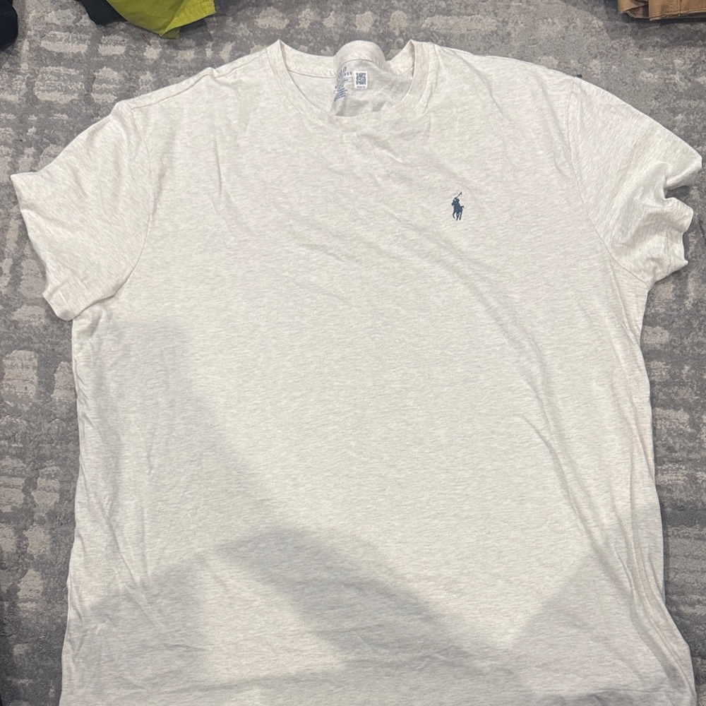Polo by Ralph Lauren Light Gray Crew Neck Tee with Navy Polo Logo
